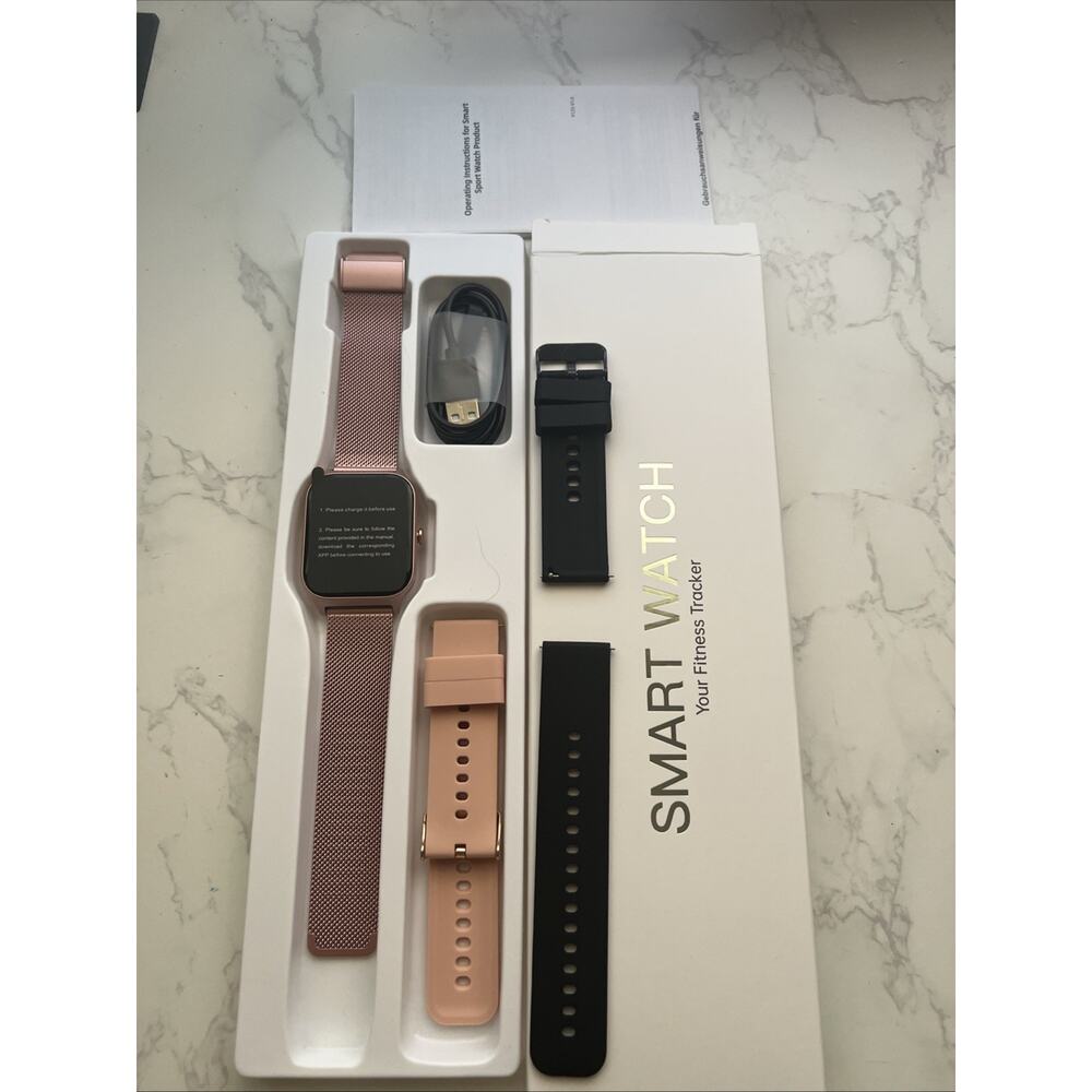 Smart Watch Set Gold Rose With 2 Extra Watch bands